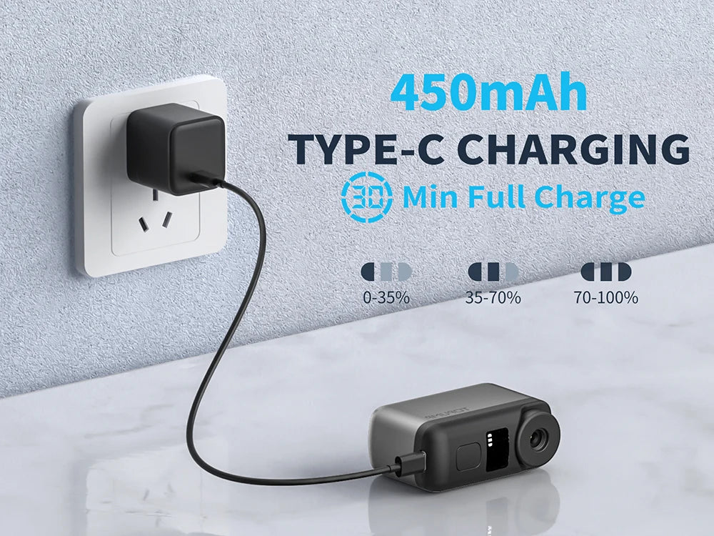 TOPUMP TB2 PRO Mini Portable Electric Pump for Bike Cordless Tire Inflator 120PSI Max 450mAh Battery with Screen Fast Charging