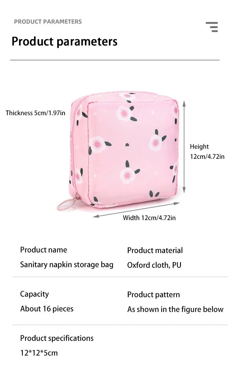Cartoon Pattern Sanitary Napkin Bag Women Sanitary Napkin Tampon Storage Bag Portable Waterproof Multifunction Organizer Pouch