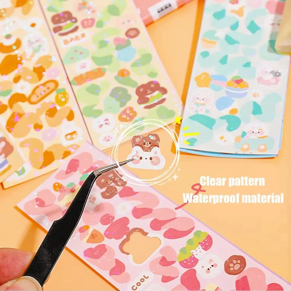 20-1000 PCS Cute Stickers Kawaii Cartoon Laser Sticker No Repeat for Diary Kid DIY School Students Decoration Stationery