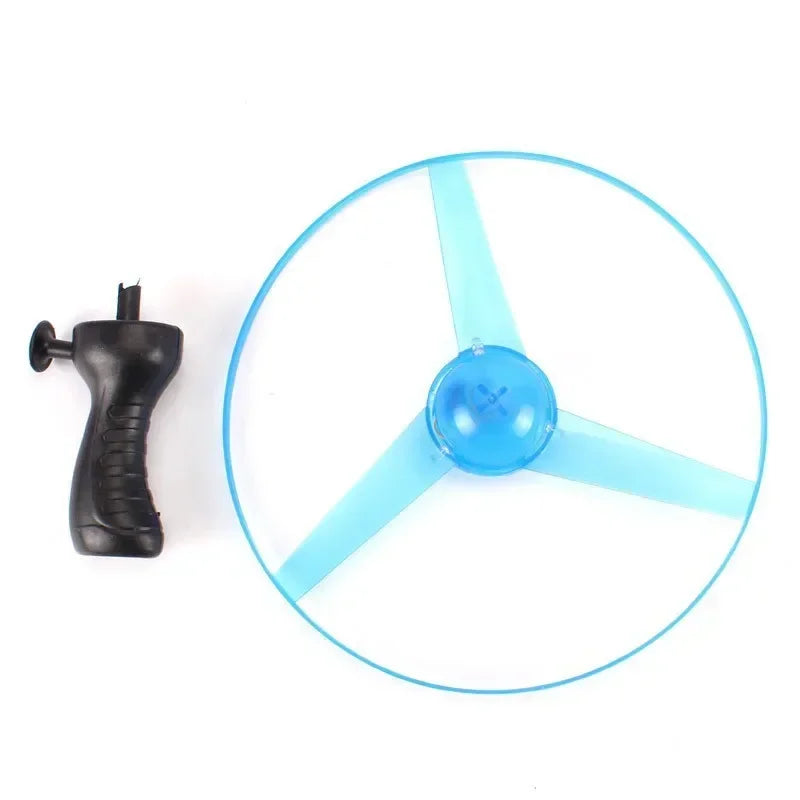 1Q-Luminous Flying Disc Propeller Toys LED Lighting Pull String Flying UFO Toy Spinning Top Outdoor Game Sports Toy Gift