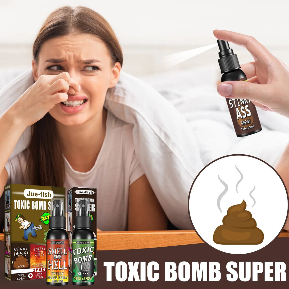 30ml Poop Spray Creative Liquid Fart Gag Prank Joke Spray Funny Toy Non-Toxic Stink Bombs Extra Strong Smelly Stinky Gas Spray