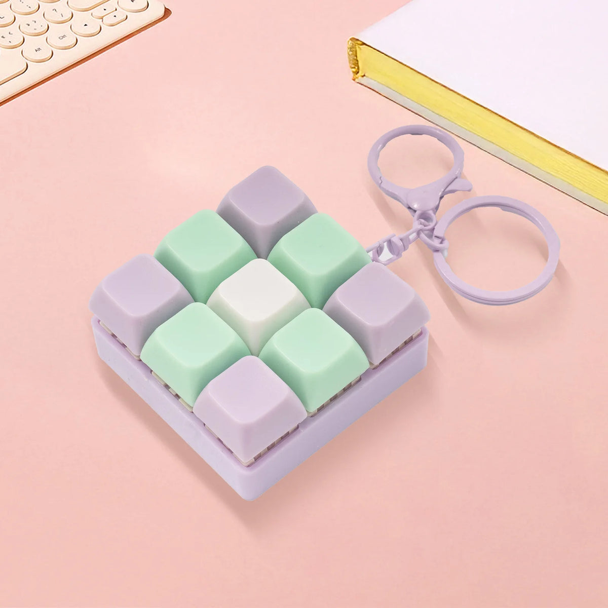 Keyboard Fidget Toy Keychain Button Fidget Gifts for Adults to Relieve Stress Nine-key Can Be Assembled Freely