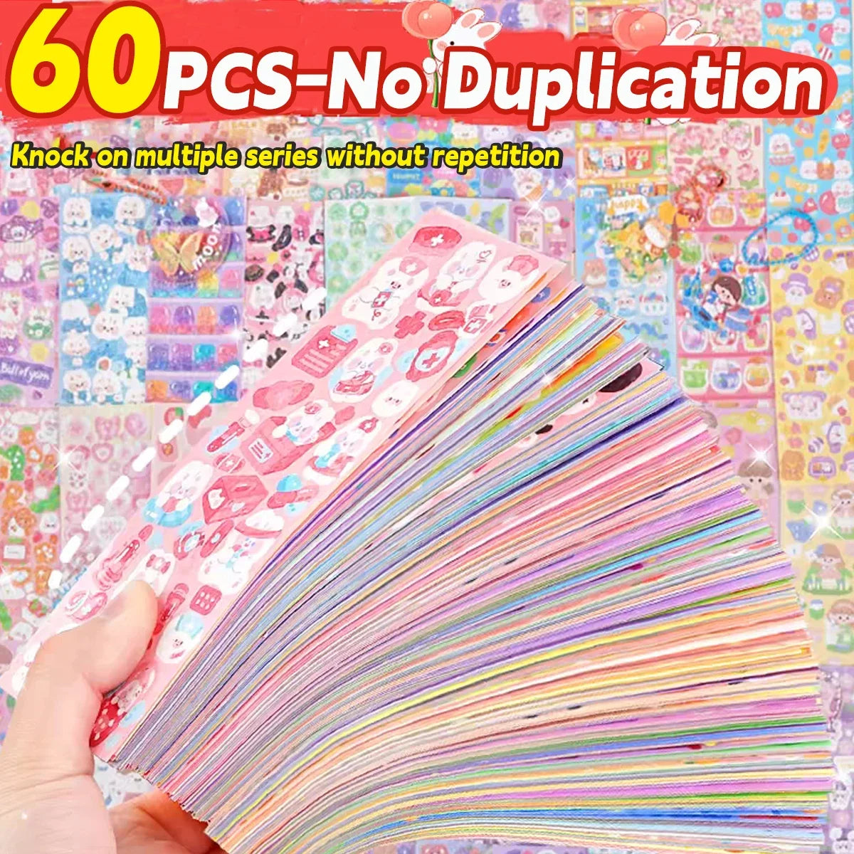 20-1000 PCS Cute Stickers Kawaii Cartoon Laser Sticker No Repeat for Diary Kid DIY School Students Decoration Stationery