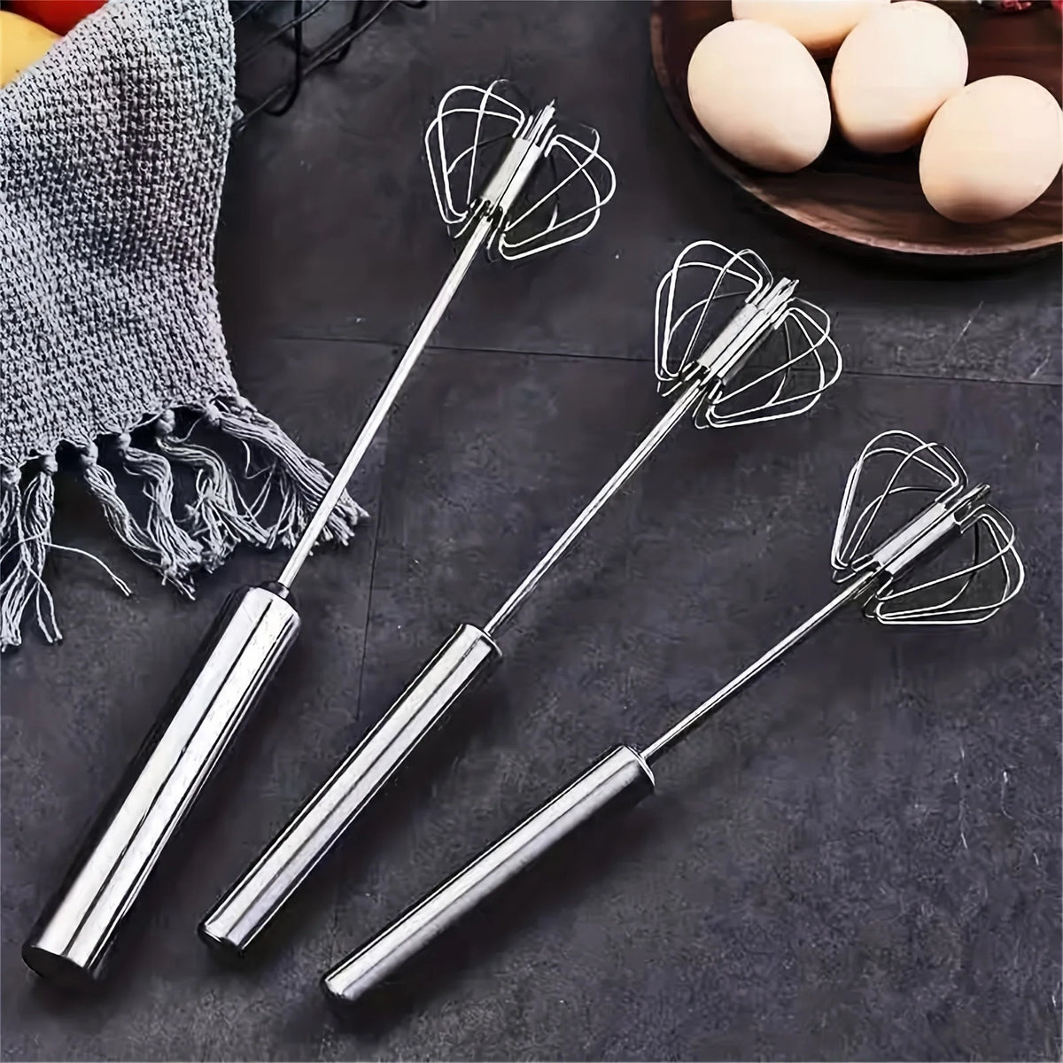 Stainless Steel Egg Beater Durable Semi-Automatic Mixer for Effortless Egg Cream Mixing Stirring and Beating for Kitchen Baking
