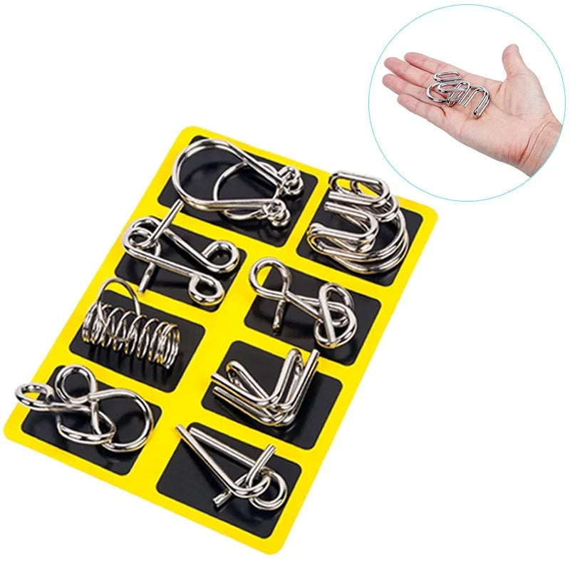 8 Pcs Metal Wire Puzzle Set, Brain Teaser IQ Logic Games for Adults, Challenging Montessori Mind Puzzles for Focus & Skill Train