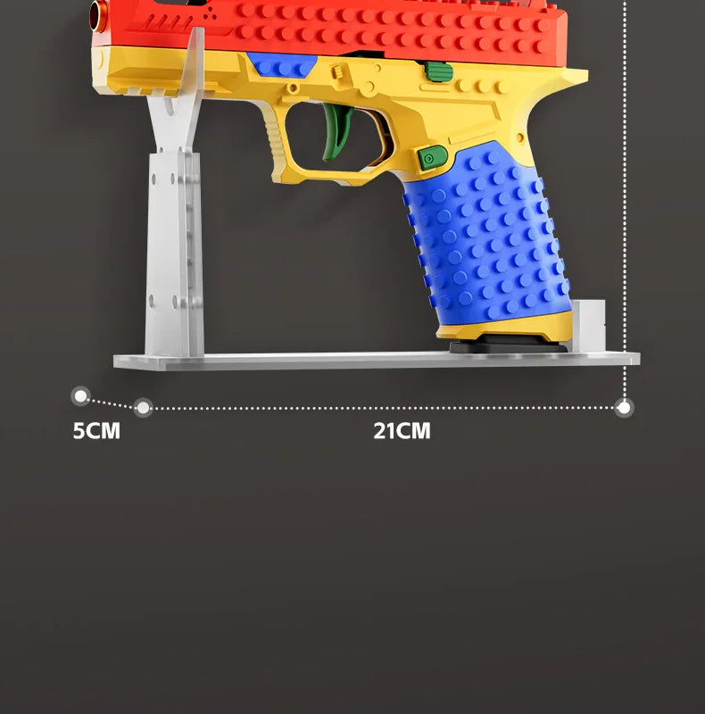 Hanging Toy Gun Continuous Firing Building Block Pistol Shell Throwing Airsoft Blowback Empty Outdoor CS Weapon for Boys Adult