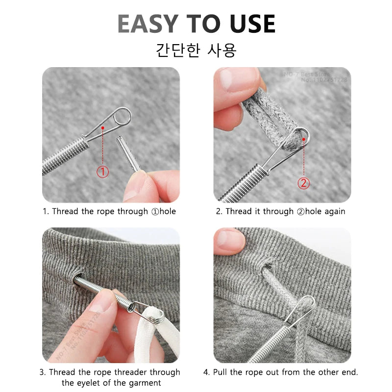 Bendable Spring Drawstring Threader, Flexible Metal Elastic Band Rope Threading Tool, for Sweatpants Hoodies, Sewing Accessories