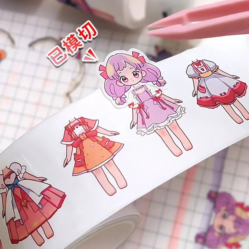 1-4box Cute Princess Dress Up Sticker Girl Cartoon Washi Tape Set Cute Children's Handbook Character Clothes Decoration Sticker