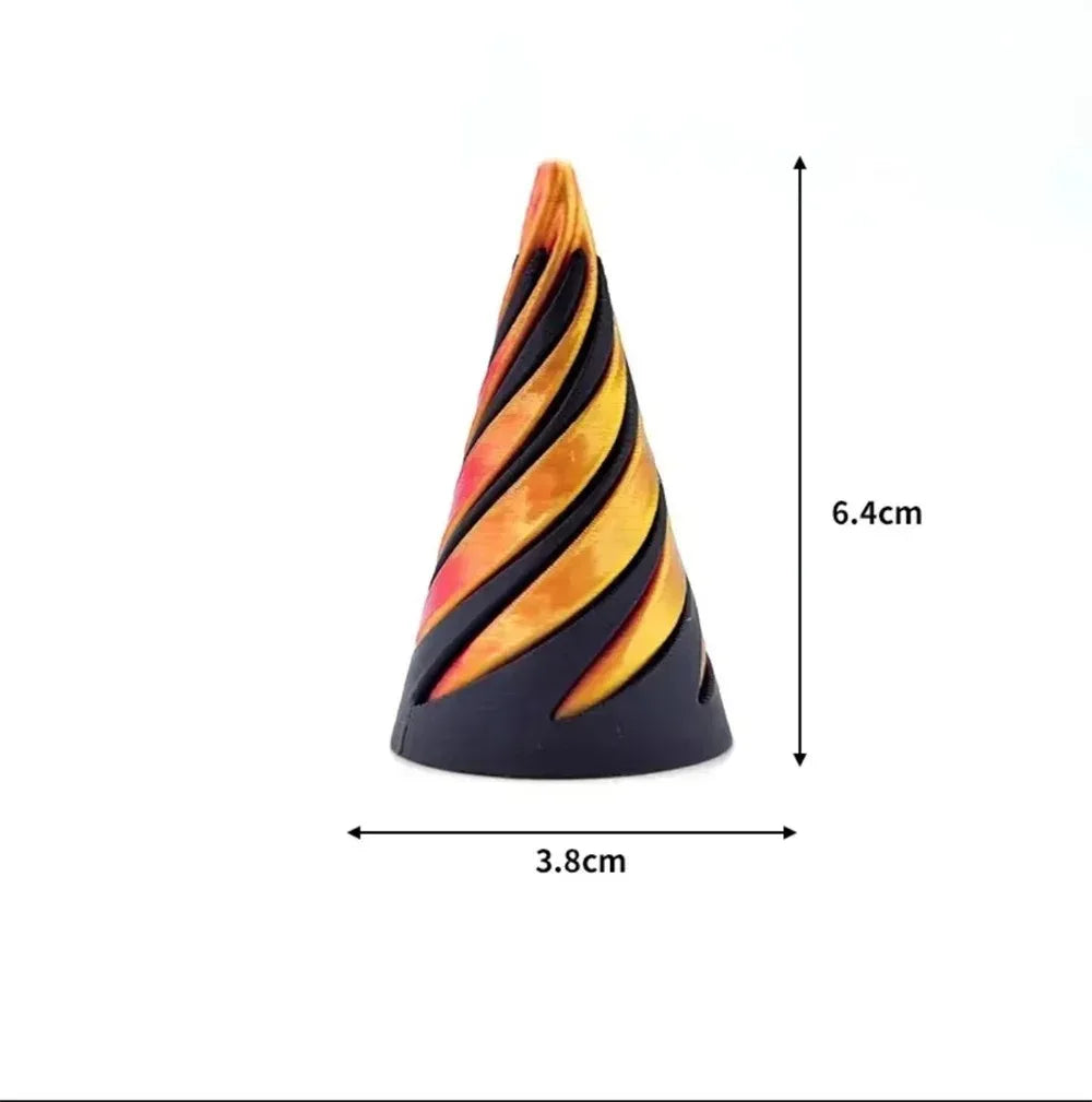 3D Printed Spiral Cone Toy Impossible Pyramid Passthrough Sculpture Pass Through Pyramid Toy Mini Vortex Thread Illusion