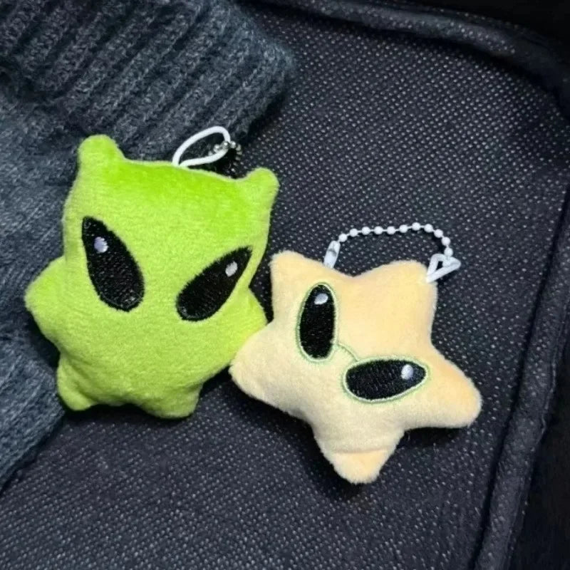 1/2Pcs Cartoon Plush Alien Keychain Cute Handbag Backpack Fluffy Car Phone Strap Accessory Gifts Kawaii Decor Star Doll Keyrings