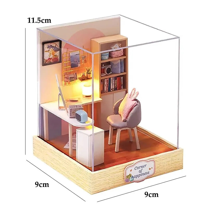 DIY 3D Puzzles Wooden Toy Miniature Dollhouse Handmade Doll House Model Building Kits Coffee House Toys For Xmas Gifts