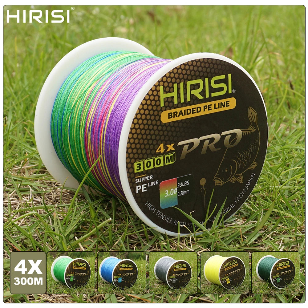 Hirisi Carp Fishing Line 300M Braided PE Line 4 Strands 15-50LB Multifilament Fishing Line Smooth Fishing Accessories
