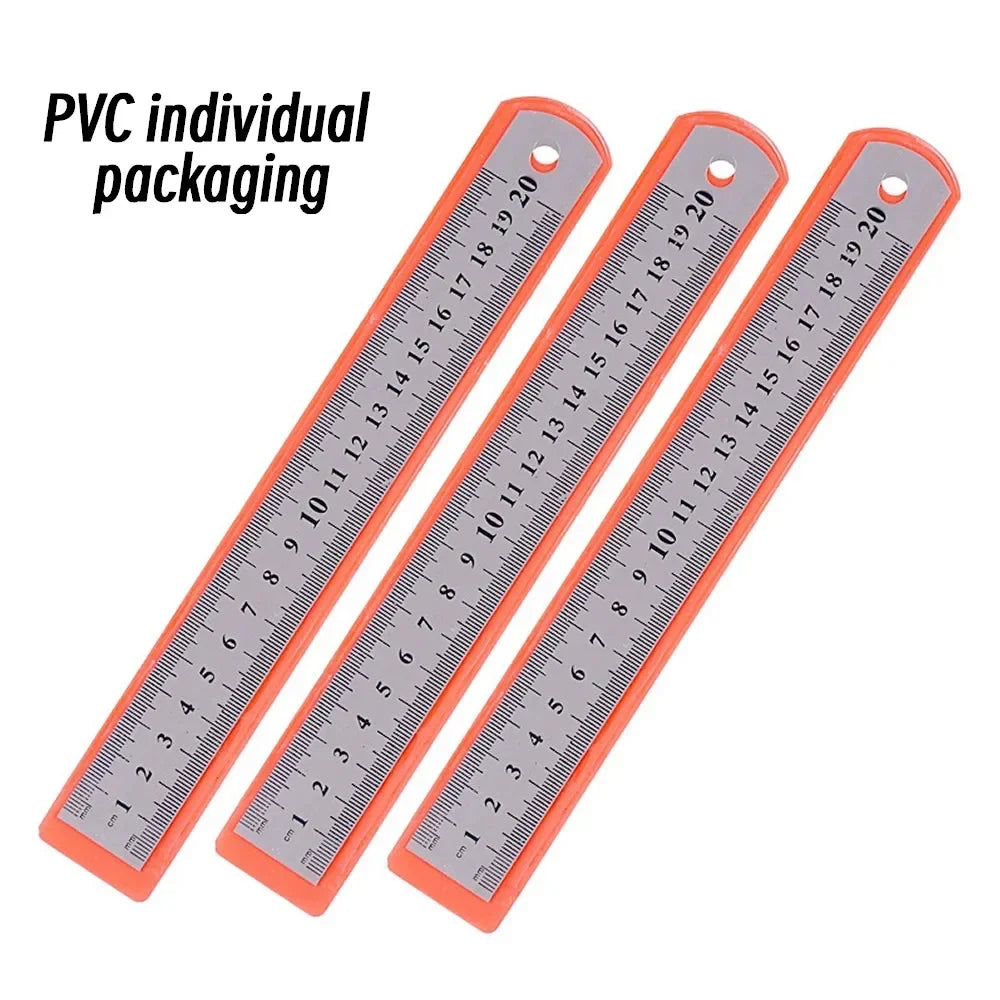 10Pcs Stainless Steel Straight Ruler, 15-30cm Double Sided Metric Scale, Precision Metal Measuring Tool for Engineering Drawing