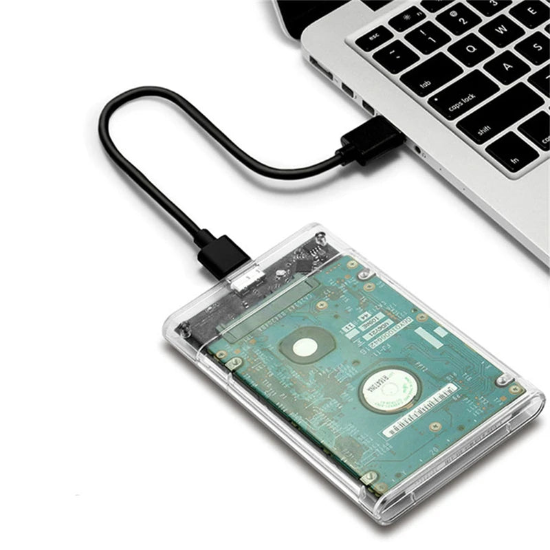 Transparent 2.5 Inch HDD Enclosure SSD SATA to USB 3.0 Type-C 3.1 Portable External Hard Drive Case Tool-Free