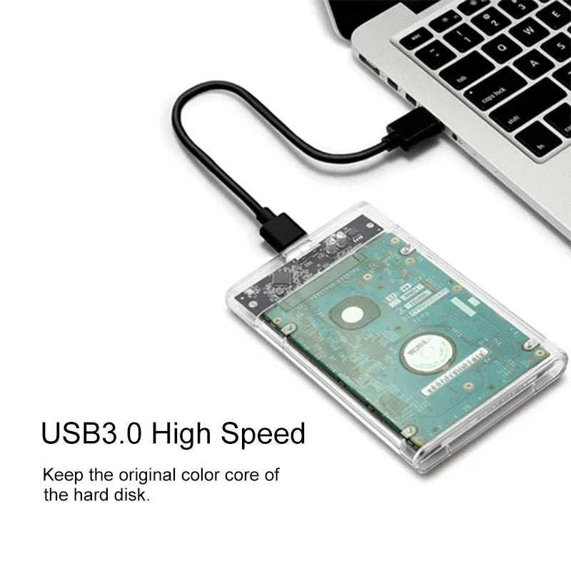 Transparent 2.5 Inch SATA Hard Drive Enclosure, USB3.0/3.1 5Gbps High Speed Portable External HDD SSD Storage Case
