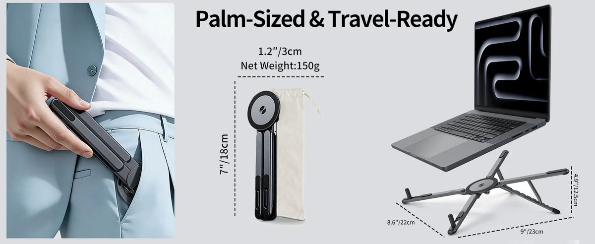Portable Foldable Laptop Stand for Desk Foldable Ergonomic 8-Level Height Construction Tripod Compatible Portable with Convenien
