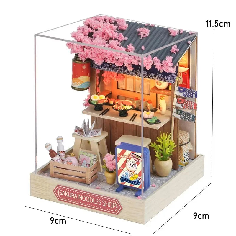 DIY 3D Puzzles Wooden Toy Miniature Dollhouse Handmade Doll House Model Building Kits Coffee House Toys For Xmas Gifts