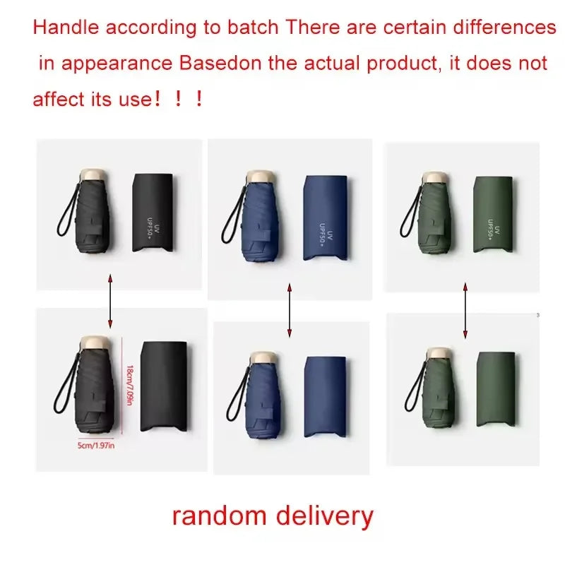 Mini Pocket Umbrella Small Sun Rain Umbrella Vinyl Folding Umbrella UV Ultraviolet Protection Sun Shade Pocket Parasol Capsule