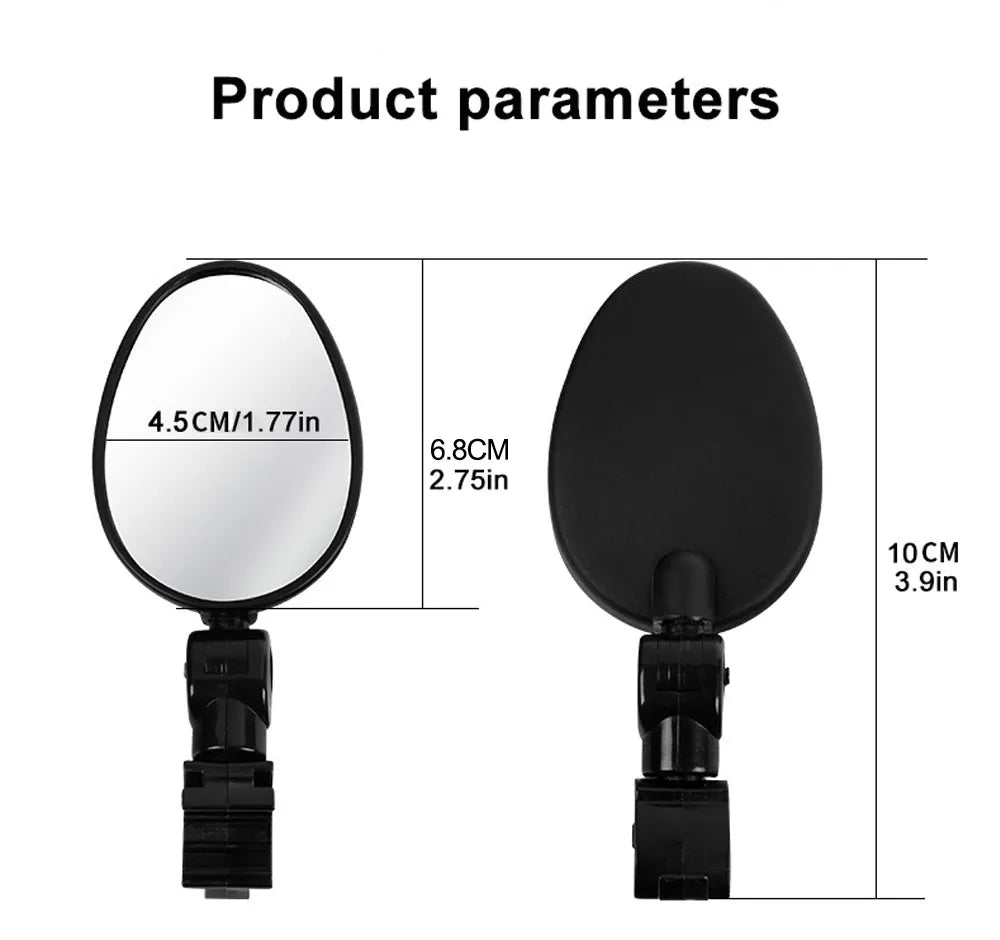 1/2pcs Bike Rearview Mirror 360° Adjustable Rotatable Handlebar Convex Mirror Safe Wide Angle For Bicycle Cycling Outdoor Sports