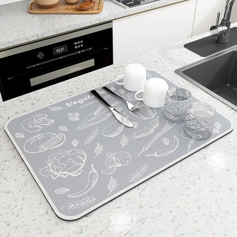 1pc Coffee Maker Mat For Kitchen Counter Protector Rubber Padded Absorbent Dish Drying Mat Super Anti-slip Bar Mat