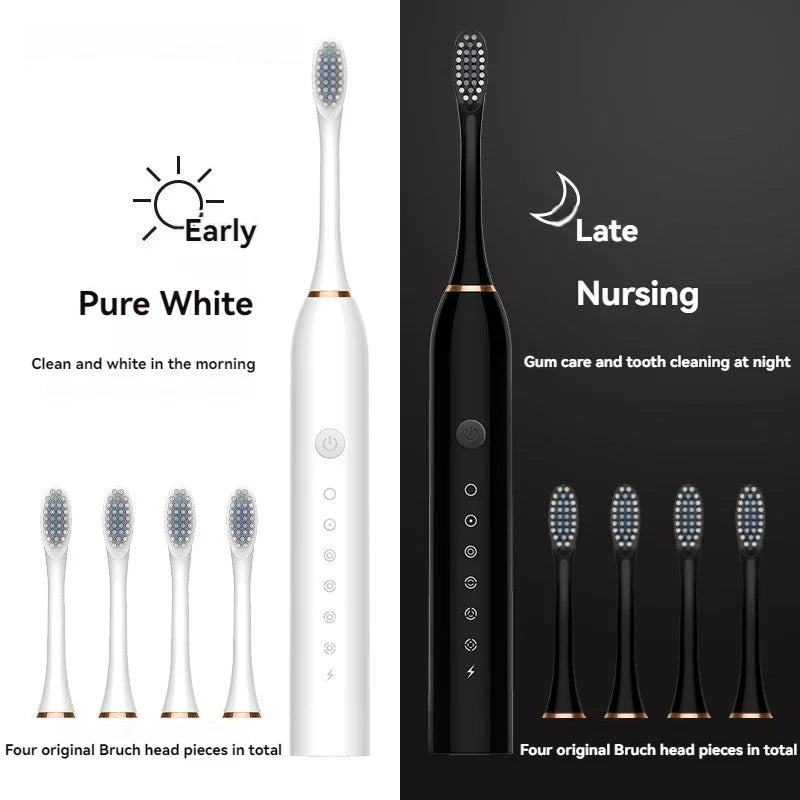 Electric Toothbrush Soft Bristles 6-Speed Automatic for Adults & Kids Universal Smart Charging All-Age Compatible