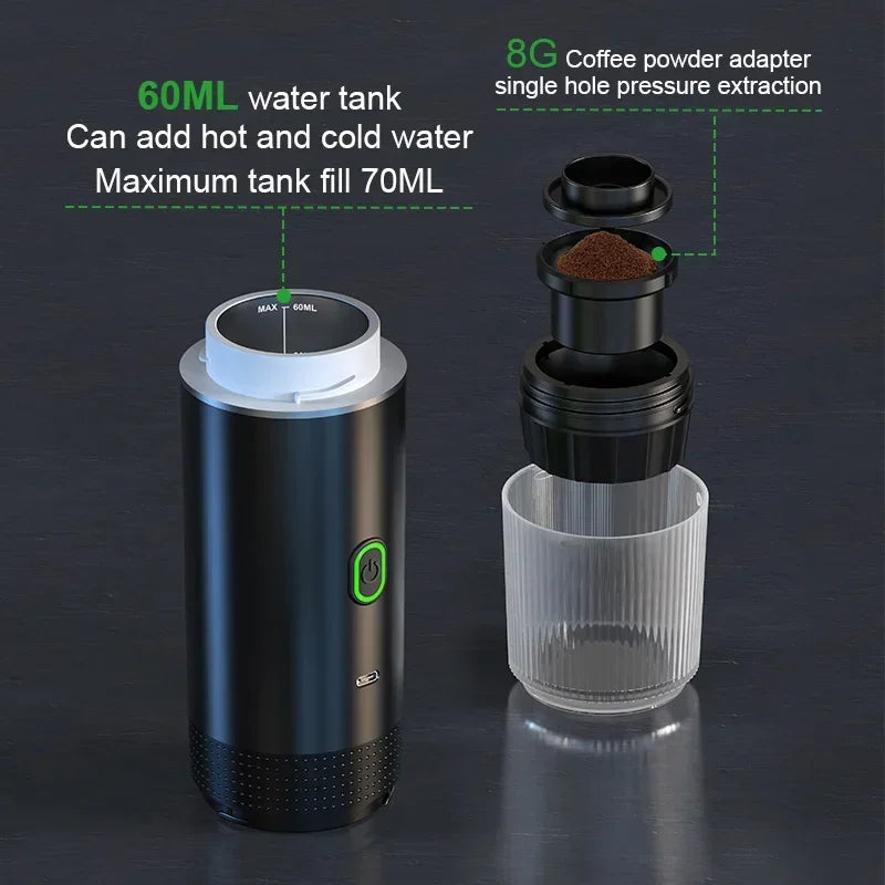 Máquina de Café Espresso Portátil Eléctrica Inalámbrica 3 en 1 ☕️🏕️