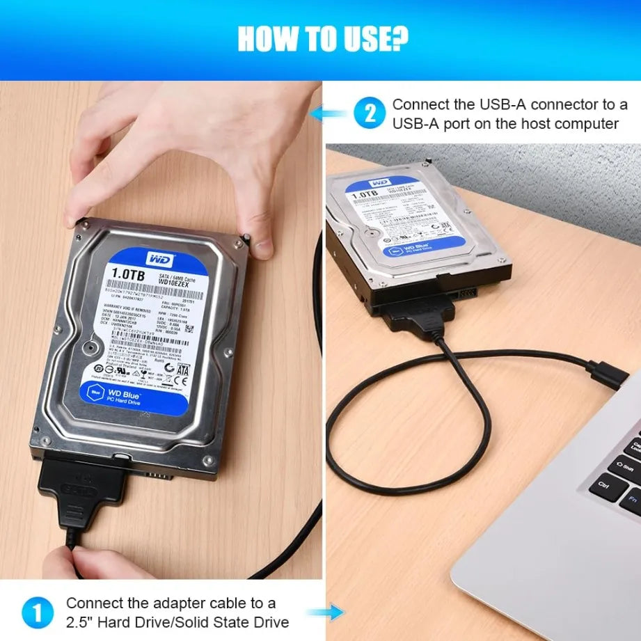 USB SATA Cable SATA To USB 3.0 / 2.0 /TYPE-C Adapter Support 2.5Inch External SSD HDD Hard Drive 22 Pin Sata Cable Adapter