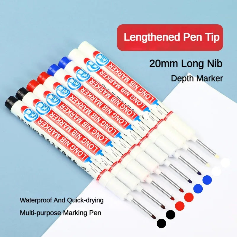 4-80Pcs 2cm Waterproof Long Head Markers Deep Hole Marker Pen for Metal Carpenter Red/Black/Blue/Green Ink Woodworking Tools