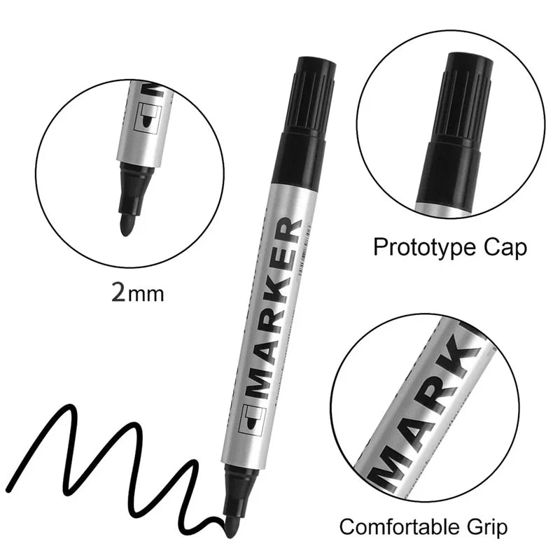 Waterproof Permanent Paint Marker, Quick Drying Oily Black Signature Pen, Multipurpose Marker for Tire Marking, Stationery