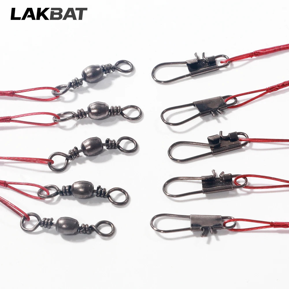 Lakbat 20Pcs Steel Wire Leader Anti Bite Fishing Line Leash Swivel Snap Connector Pesca Sea Fishing Tackle Accessories