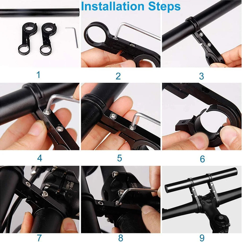 Bike Handlebar Extender Aluminum Alloy Bicycle Extension Bar Holder For Flashlight Phone Mount Cycling Equipment