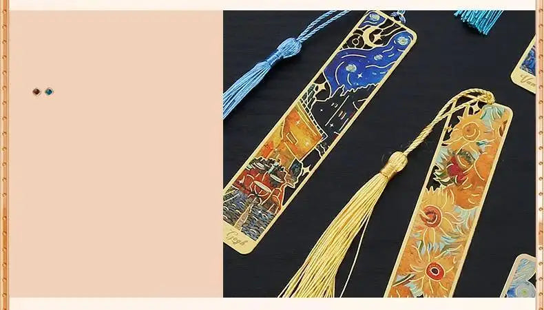 1-6-12 Pcs Creative Metal Book Mark Vintage Oil Painting Bookmark Office School Supplies Funny Gift Stationery Items