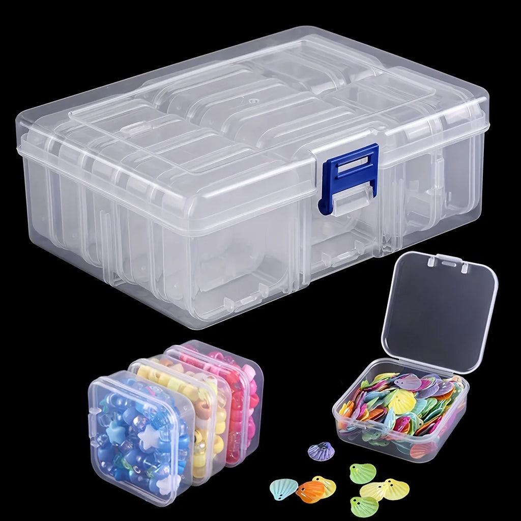 Transparent Plastic Compartment Storage Box Multifunctional Jewelry Beads Small‑Parts Organizer Case Crafts Hardware Pill Seed