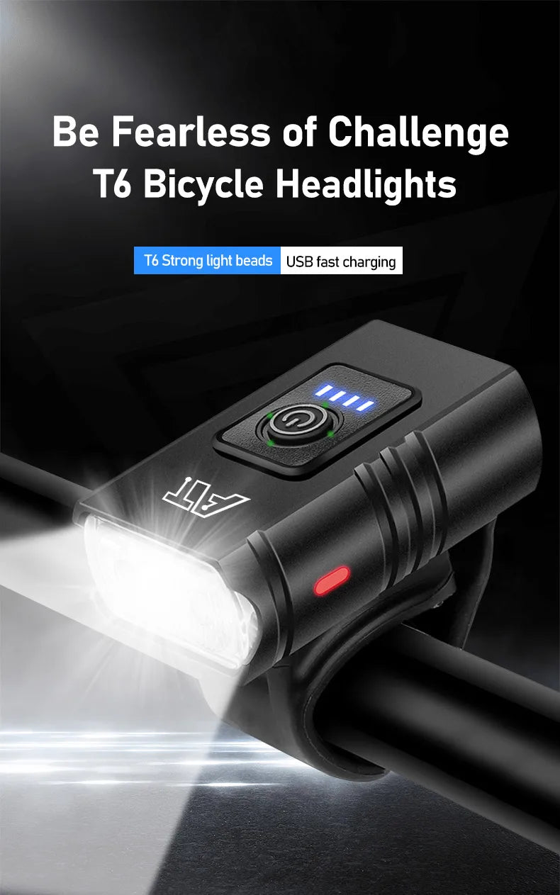 LED Bicycle Front Light Type-C Rechargeable Bicycle Headlight MTB Road Bike Headlamp Easy to Install Cycling Accessories