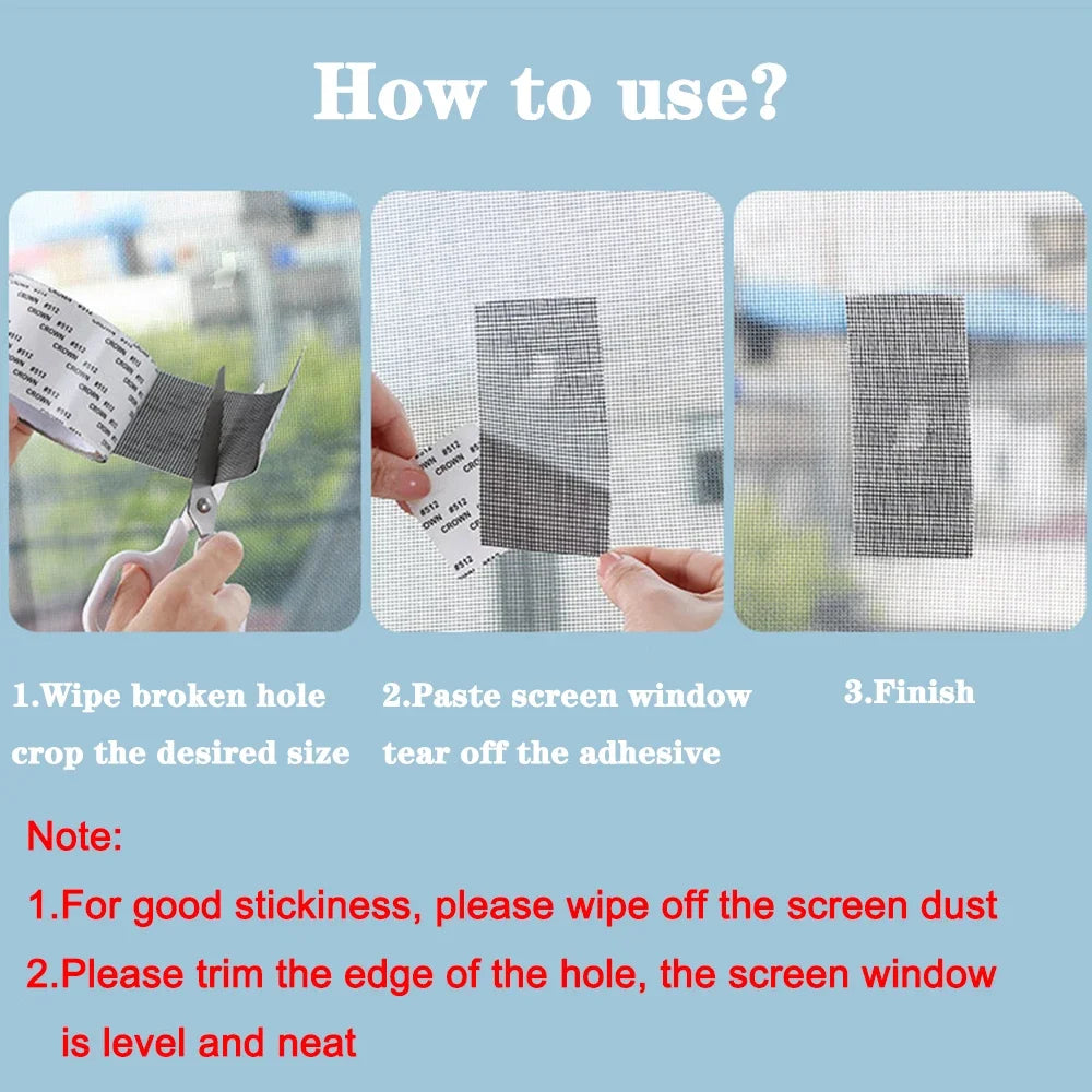 Mosquito Net Windows Anti-Mosquito Mesh Easy-to-Apply Waterproof Window Screen Repair Tape Self-Adhesive Mesh Patch