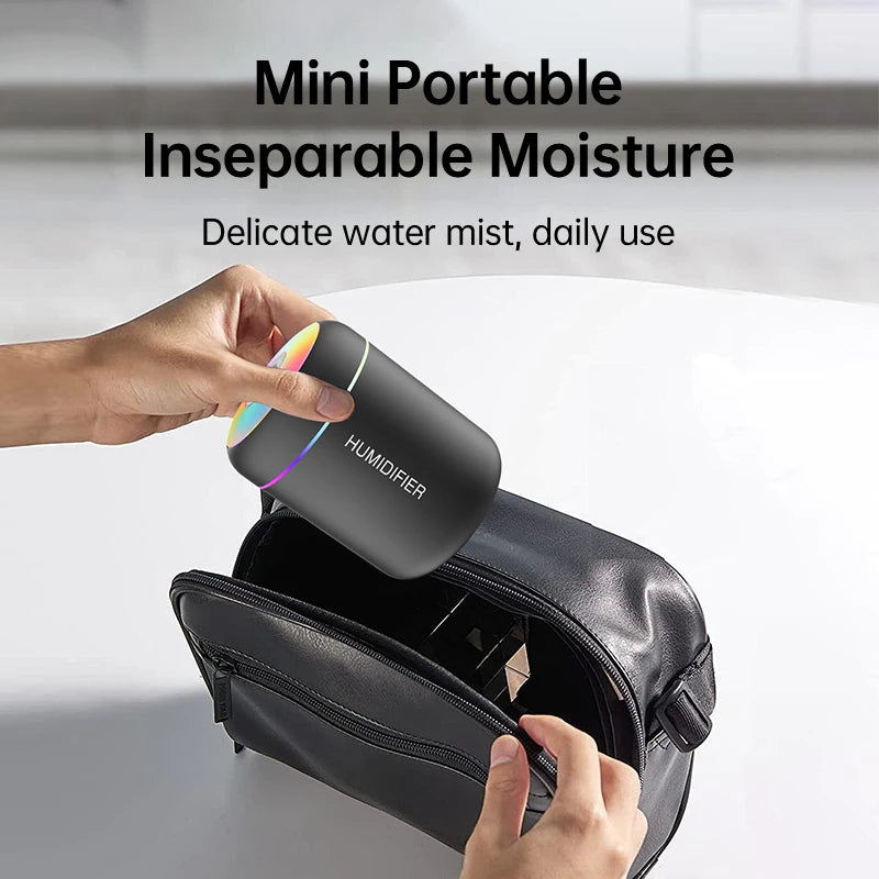 Mini Humidificador de Aire USB de 180 ml con Difusor de Aromas, Luces LED y Nebulización para Auto, Hogar y Dormitorio 🚗🏠🛏️