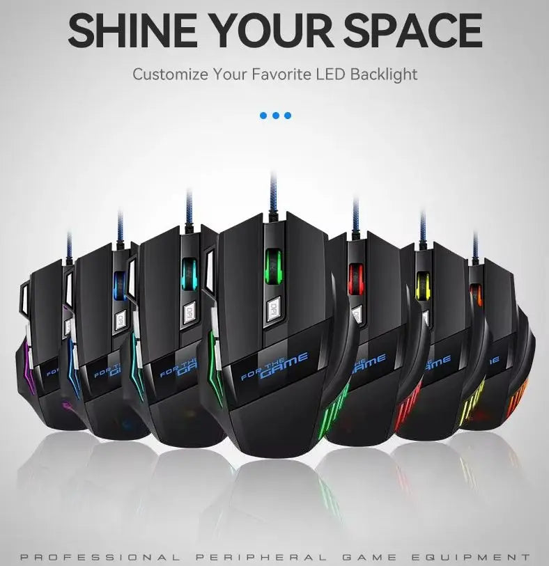 RGB Backlit Gaming USB Wired Optical Mouse DPI Adjustable Gamer Ergonomic Design USB PC Mouse For Computer Laptop Tablet