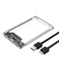 2.5inch SATA SSD Hard Drive Case USB3.0 HDD Enclosure Transparent Design Transfer Speed Mobile External Housing