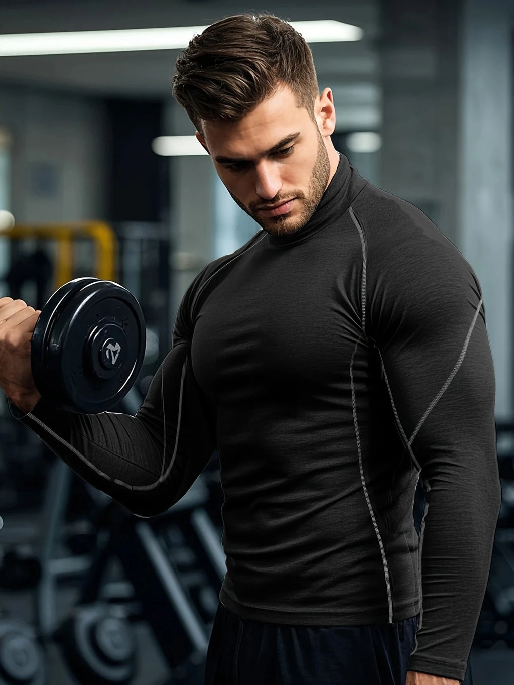 1PCS Men Running T shirt Quick Dry Bodybuilding Sport Shirt Long Sleeve Compression Top Fitness Tight Rashgard Gym T-Shirt Men