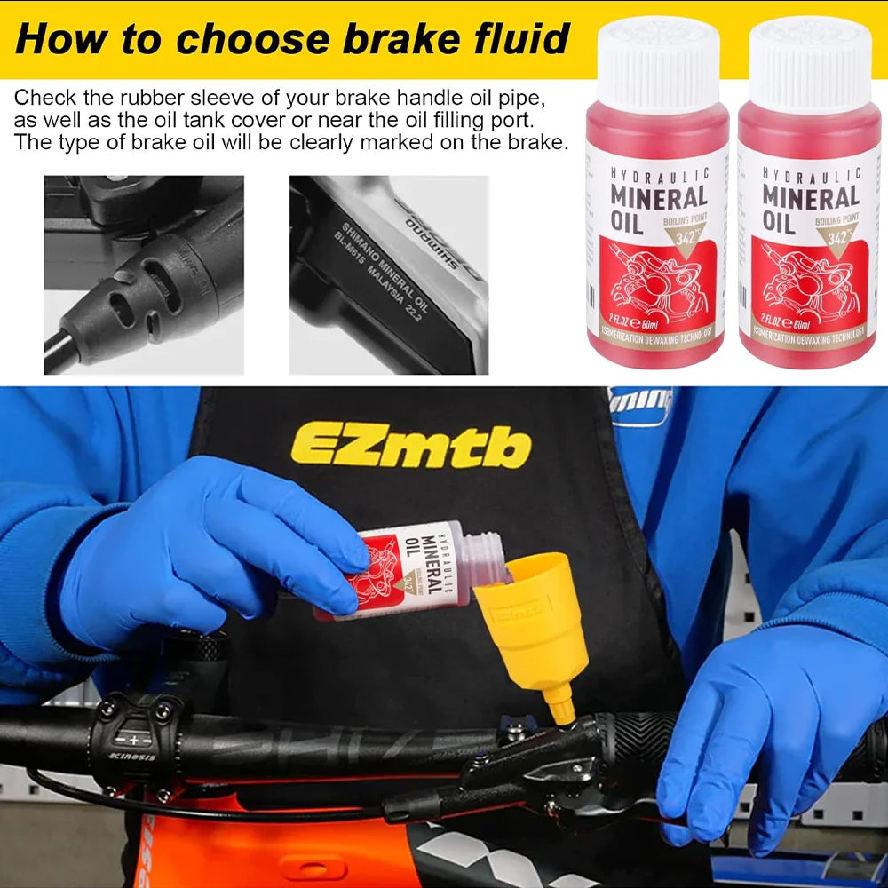 Bicycle Brake Oil Bleed Kit Brake Mineral Oil 60ML MTB Road Bike Hydraulic Disc Brake Oil Bleed Kit For SHIMANO TEKTRO SRAM NUTT