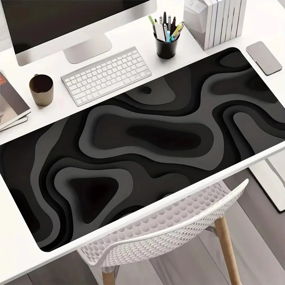 CIFBUY Large Gaming Mouse Pad Black Gray Swirl Design Desk Mat Non-Slip PC Computer Keyboard Office Carpet Maus Pad