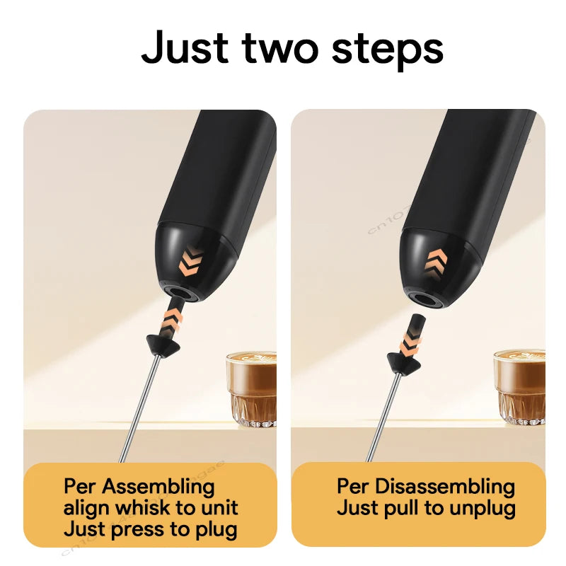 Espumador de Leche Eléctrico Inalámbrico con Carga USB Tipo C – Batidor de Mano de Acero Inoxidable ☕️🥛