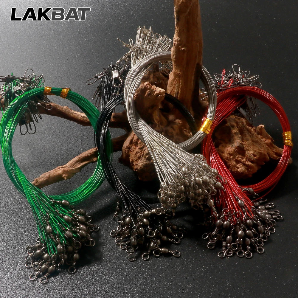 Lakbat 20Pcs Steel Wire Leader Anti Bite Fishing Line Leash Swivel Snap Connector Pesca Sea Fishing Tackle Accessories