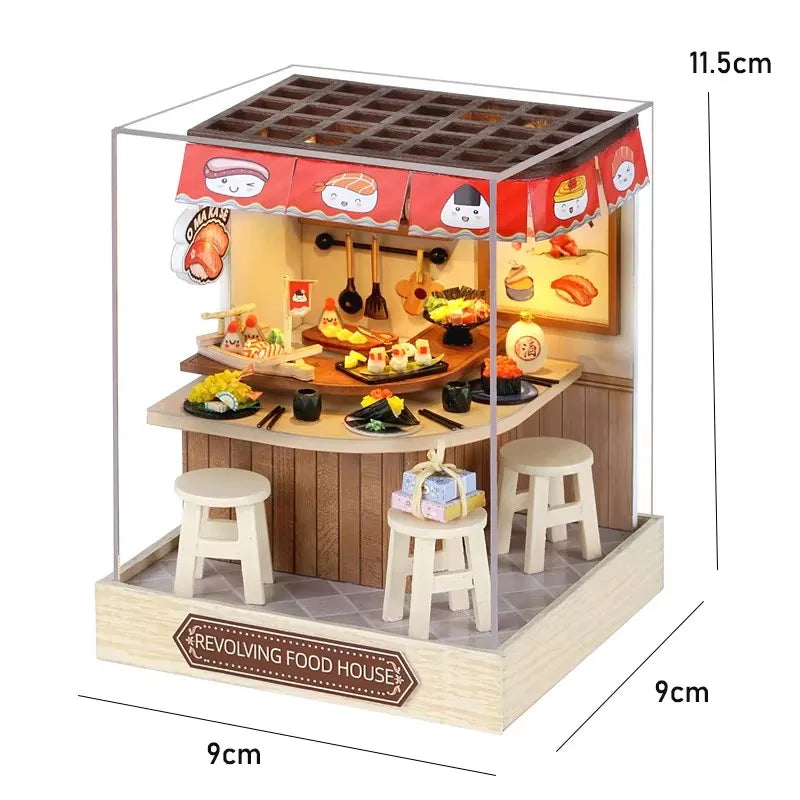 DIY 3D Puzzles Wooden Toy Miniature Dollhouse Handmade Doll House Model Building Kits Coffee House Toys For Xmas Gifts