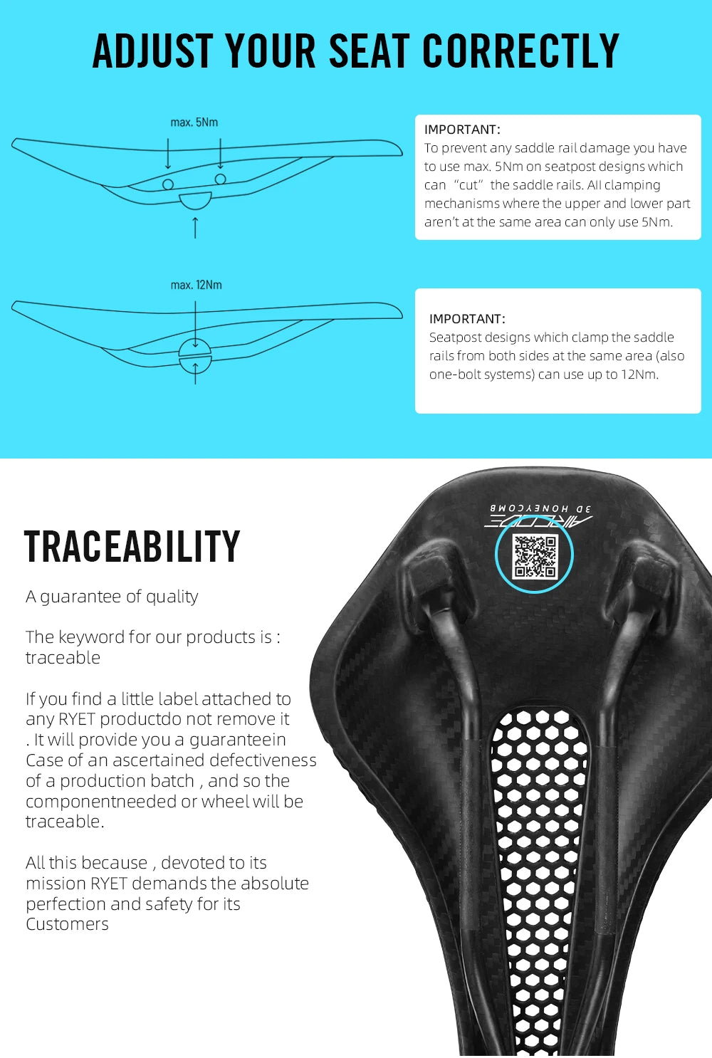 RYET 3D Printed Bike Saddle Ultralight Carbon Fiber Hollow Comfortable Breathable MTB Gravel Road Bicycle Cycling Seating Parts