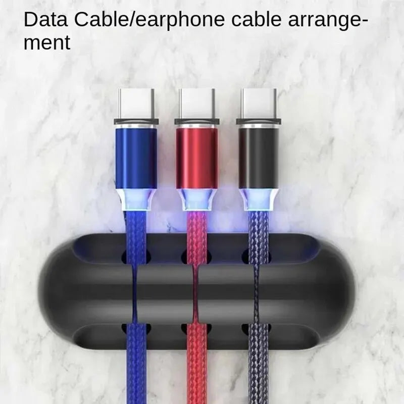 Self-Adhesive Power Cord Manager Fixed Chuck Plug Mouse Cable Headset Winder Mobile Phone Data Cable Card Silicone Desktop