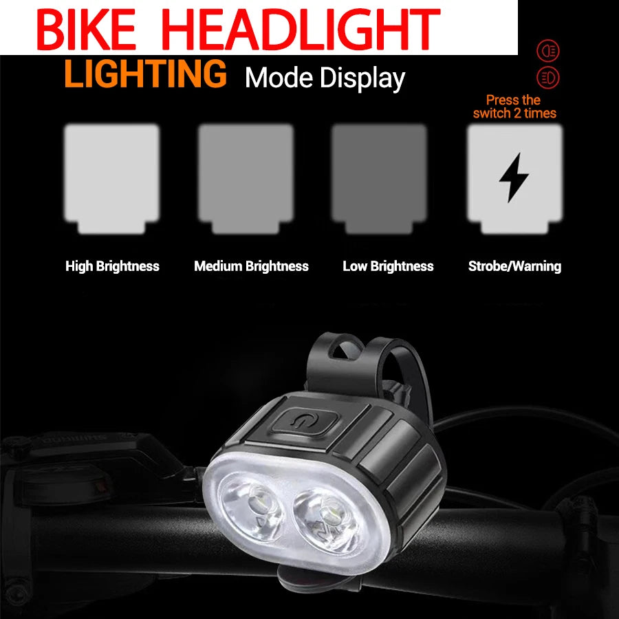 Rechargeable Bicycle Lights Bike Safety Warning Lamp Outdoor Waterproof Cycling Flashlight For Mountain And Road Bikes
