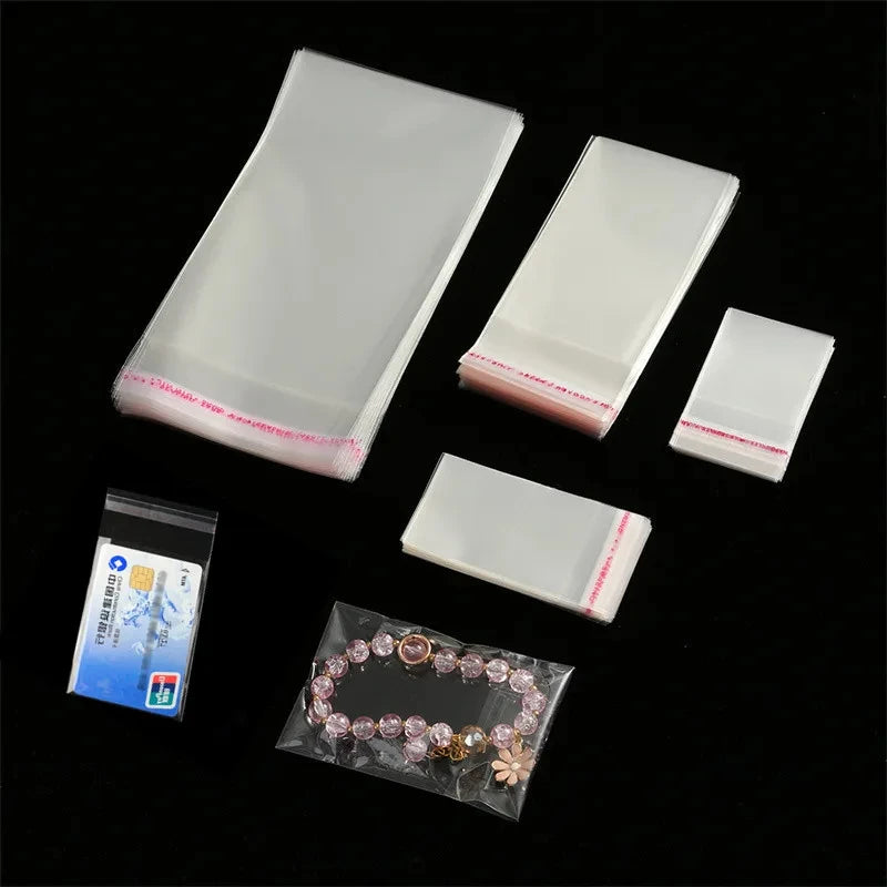 100Pcs Transparent Self-sealing Jewelry Accessories Candy OPP Self-adhesive Bag Packaging Resealable Gift Cookie Packaging Bag