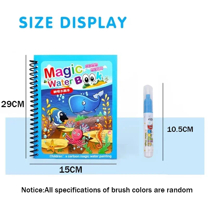 Cartoon Magic Water Painting Book Kids Early Learning Sensory Drawing Puzzle Educational Toy for Children Cartoon Painting Book