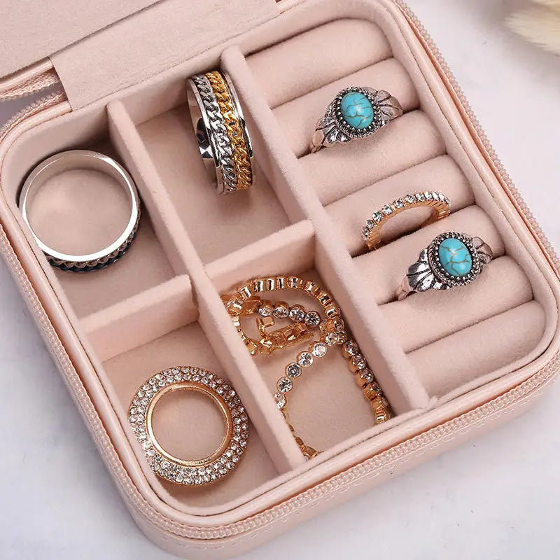 Wunionup Portable Mini Jewelry Travel Case PU Leather Organizer Box Jewelry Storage Holder for Girls Womens Earring, Necklace
